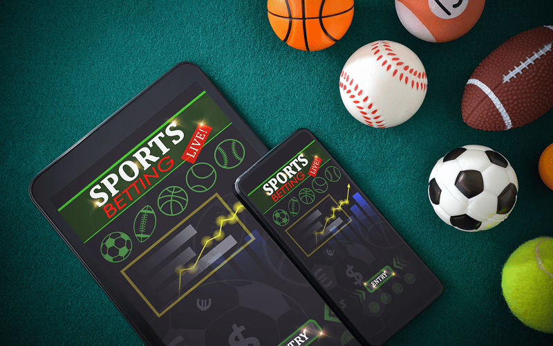Sports betting apps with various sports balls.